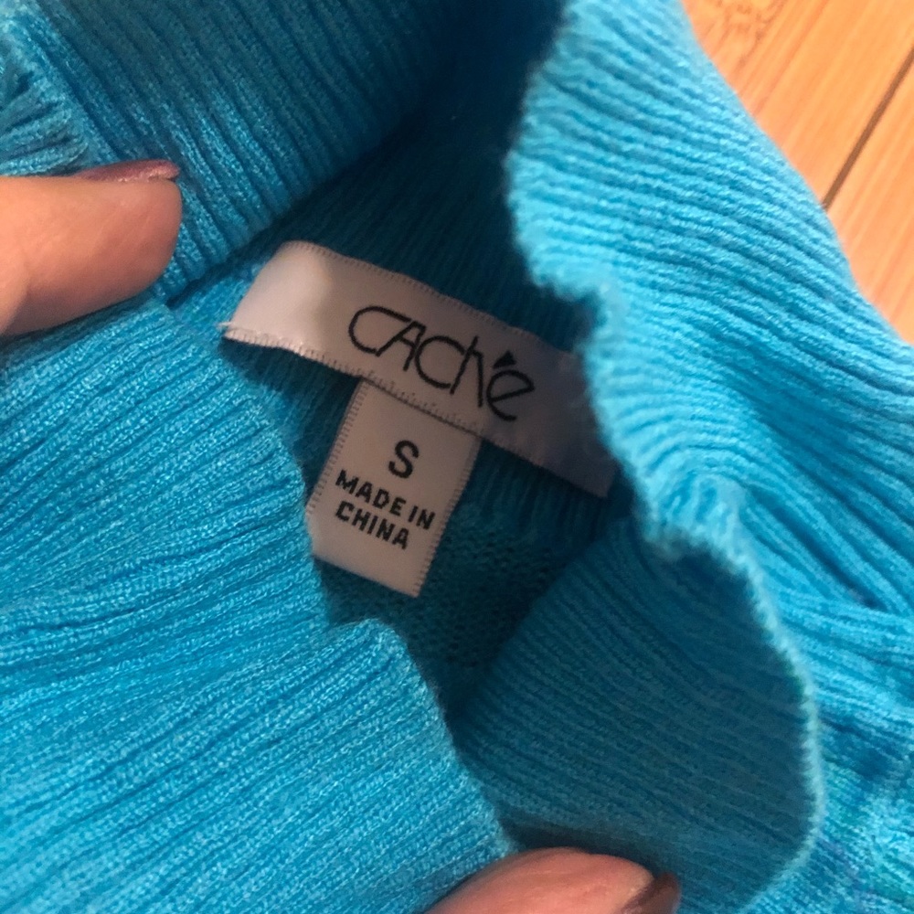 Cache Lightweight Light Blue Turtleneck Top - image 4